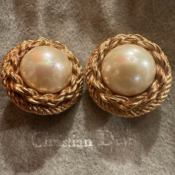 Dior Jewelry - 33) Christian Dior Vintage Pearl Clip-on Earrings